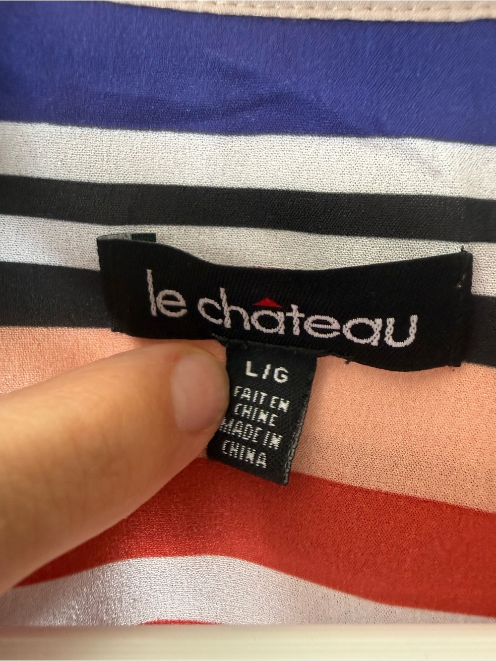 Le Château Multicolored Striped Sleeveless Button-Up Blouse. - Picture 3 of 5